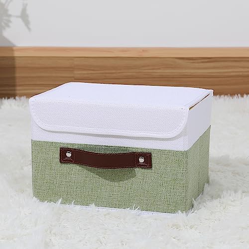 ANMINY Fabric Storage Box Bins with Lids, Green White, 10"x8"x7" - Image 6