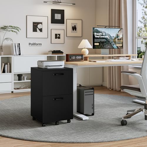 Sweetcrispy 2-Drawer File Cabinet, Small Rolling Filing Cabinet, Black - Image 2