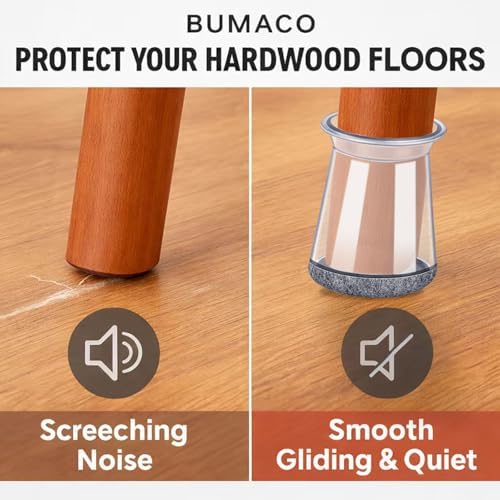 BUMACO Chair Leg Floor Protectors for Hardwood Floors Anti-Scratch 20 Pack - Image 3