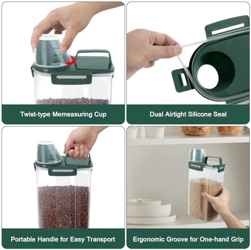 2 Pack 3 Lbs Pet Dog Cat Food Storage Containers for Travel - Pine Green - Image 5
