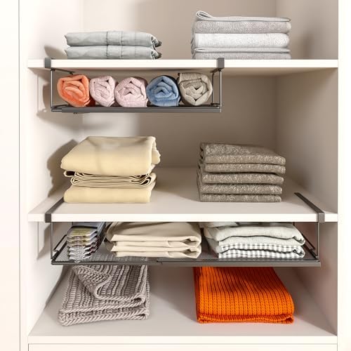 Expandable Under Cabinet Shelf, Extendable Under Shelf Storage with 0.94 Inches Thick Clips for Shoe Rack, Pantry Cabinet, Laundry Room. (Black, 1 Pack, Interior: 6" H x 8.26" D) - Image 5