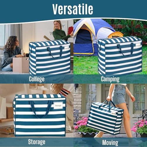 VENO Heavy Duty Moving Bags, 22 Gallon, Classic Navy Stripe, 4 Pack - Image 6