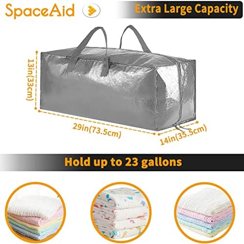 SpaceAid Heavy Duty Moving Bags, Extra Large Storage Totes W/Backpack Straps Strong Handles & Zippers, Alternative to Moving Boxes, Packing & Moving Supplies, Gley (10 Pack) - Image 2