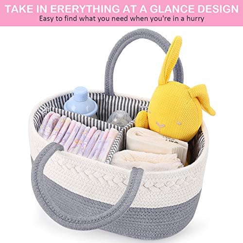 ABenkle Baby Diaper Caddy Organizer, Cotton Rope Nursery Storage Basket - Image 5