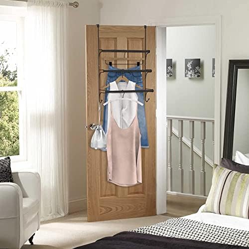 Auledio Adjustable Over the Door Triple Towel Rack with Hooks,Black - Image 5