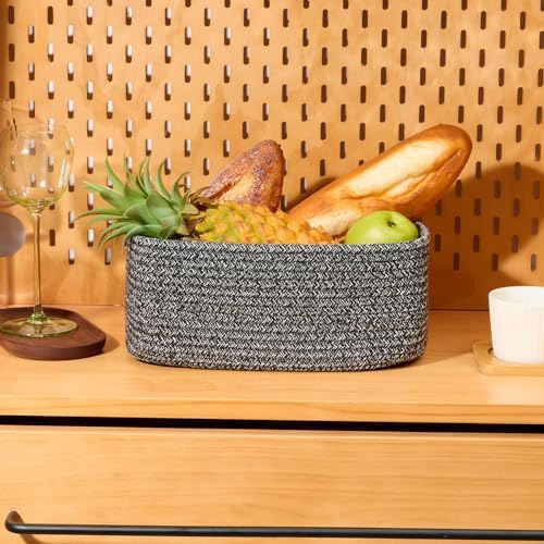 MiniArk Small Storage Baskets for Organizing | Closet Organizer Bins | Shelf Toy Basket | Woven Rope Baskets | Cube Decorative Box | Shallow Basket | 11.5x7.5x4.7” | 3 Packs Dark Gray - Image 5