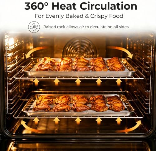 Onader 9x13IN Stainless Steel Quarter Cookie Sheet Pan with Wire Rack Set - Image 3
