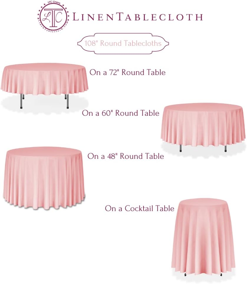 LTC LINENS 2 Pack 108 Inch Round Tablecloth Beige - Great for 48 Inch Round Table Floor Length - Wrinkle Resistant Polyester Fabric Cloth for Wedding