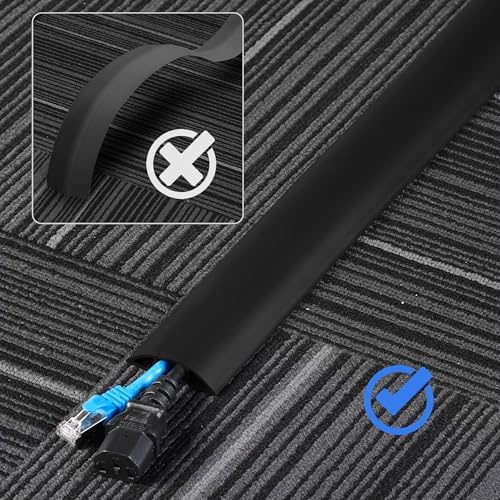 ZhiYo 4ft Floor Cord Cover, Cable Cavity 0.6" W x 0.32" H, Black - Image 4