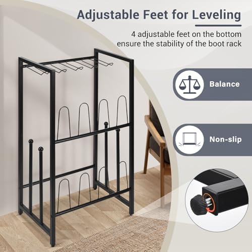 GADFISH Free Standing Shoe Racks, Vertical Boot Rack, Black Metal Boot Storage Organizer Tall Boots Organizer for Closet, Entryway, Shoe Rack for Boots, Sneakers, Fit 8 Pairs - Image 5