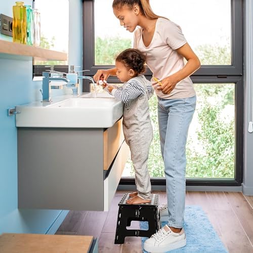 Delxo 9 Inch Kids Step Stool,300 Lbs Folding Step Stool for Toddler Black - Image 4
