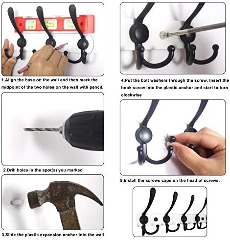 WEBI Coat Rack Wall Mount,37 5/8" Long Coat Hanger Wall,Coat Hooks Wall Mounted,16'' Hole to Hole,10 Triple Hooks for Hanging Coats,Clothes,Jacket,Hats,Antique Copper,2 Packs - Image 4