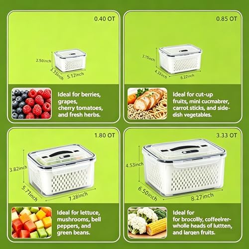 5 Pack Fruit Storage Containers for Fridge, Plastic Food Storage Container - Image 5