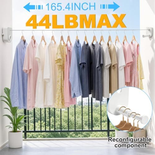 Retractable Clothesline 13.7FT, Heavy Duty Wall Mounted Laundry Line - Image 5