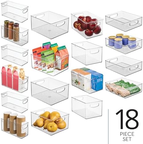 iDesign Stackable Plastic Handle Bin Storage Organizers, 18 Pack, Clear - Image 2