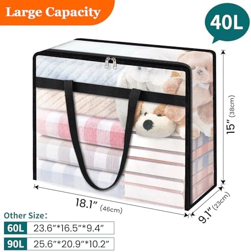 TasticTotes 6 Pack Clear Storage Bags for Comforter, Clothes & Bedding, 40L - Image 2