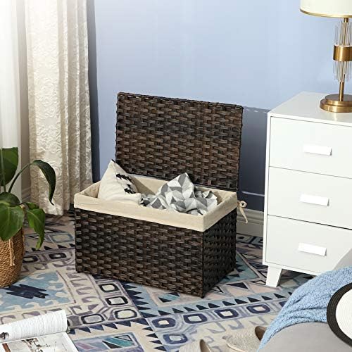 SONGMICS Woven Storage Basket with Lid, 17.2 Gallon (65L), Foldable - Image 5