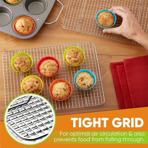 Spring Chef 8.5" x 12" Stainless Steel Cooling Rack for Baking, Set of 2 - Image 7