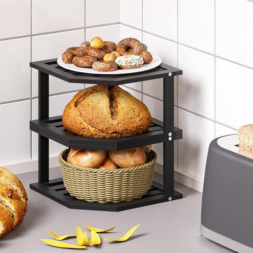 VERTORGAN 2 Tier Bamboo Dish Drying Rack,Corner Shelf 2 Pack(Black) - Image 4