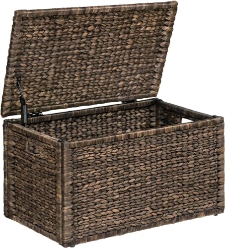 eHemco Water Hyacinth Wicker Storage Trunk, Brown Wash, 30x17.5x17.5 by eHemco