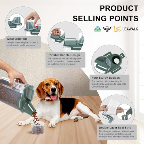 3-5Lbs Airtight Small Dog Cat Pet Food Storage Container-Darck Green 2Pack - Image 5