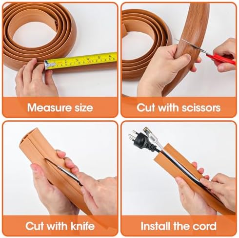 20 FT Floor Cord Cover, Cord Covers for Wires on Floor, Cord Protector, Floor Cable Cover, Hide Extension Cord Covers for Floor, Cable Cavity: 0.47" (W) x 0.29" (H) - Brown - Image 5
