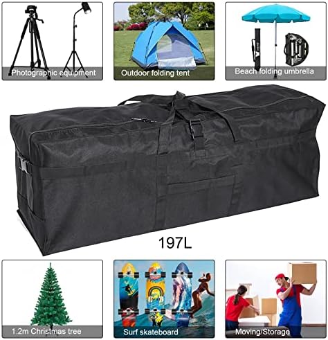 Long Travel Duffle Bag,Foldable Extra Large Duffel Bags,Carry on Travel Bag For Camping/Moving Boxes/Tent/Surfboards/Photography Equipment Storage Bag (197 Liter, Black) - Image 3