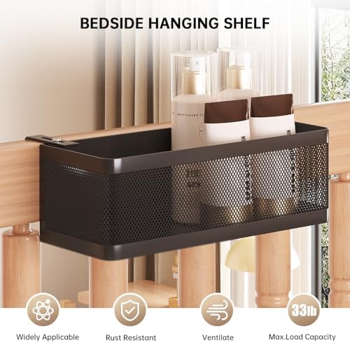 Bedside Caddy Shelf for Bunk Bed, Black, L11in*W4.9in*H3.93in - Image 3