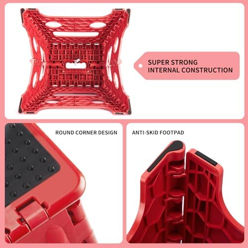 Delxo Folding Step Stool 13 Inch,300 Lbs Step Stool for Adults Red - Image 6