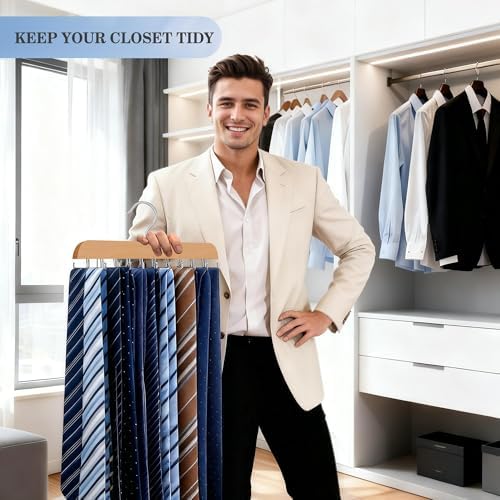 Tie Rack Hanger for Closet,1 Belt Organizer for Men with 20 Foldable Hooks - Image 2