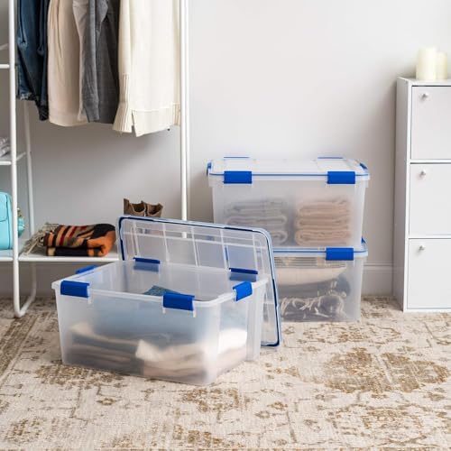 IRIS USA 3-Pack 60 Qt Storage Bins with Gasket Lids, Clear/Blue - Image 4