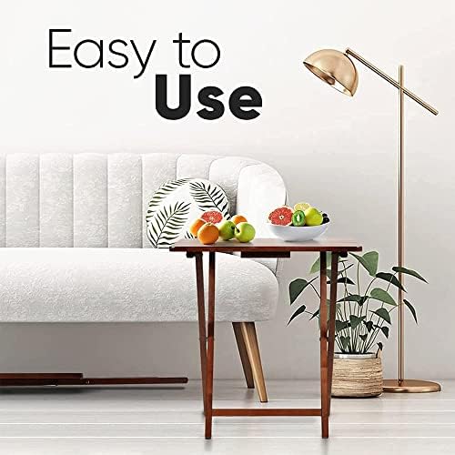 PJ Wood - 5-Piece Wooden Folding TV Tray Table Set - Honey Oak Snack Tables - Image 6