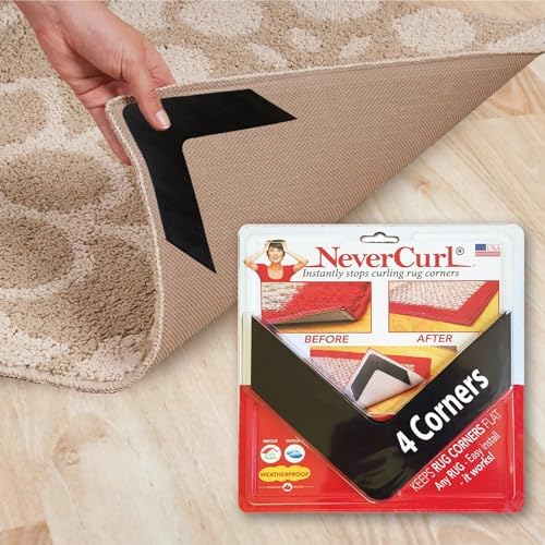 iPrimio NeverCurl V Shape Rug Corner Gripper, Reusable, 7.5" x 7.5", 4 Pack by iPrimio