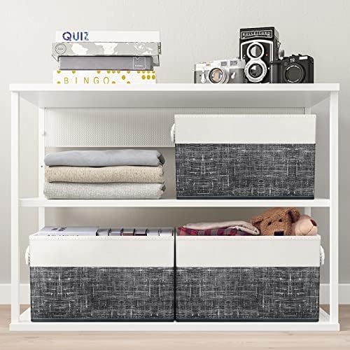 Fab totes Storage Bins 2-Pack, Foldable Storage Baskets for Organizing Toys, Books, Shelves, Closet, Large Storage Box with Rope Handles, Sturdy Organizer Bins, White & Black - Image 7
