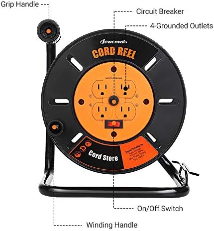 DEWENWILS Extension Cord Storage Reel, Hand Wind Retractable Open Cord Reel - Image 2