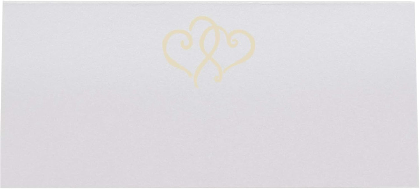Linked Hearts Place Cards, Ivory (Choose Color), Set of 150, Pre-cut and Scored - Wedding, Party, Dinner, and Special Events - Made in the USA