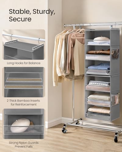 SONGMICS Widened Hanging Closet Organizer, 6-Tier, Separable，2 Pack - Image 5