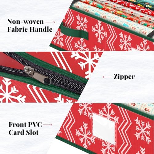 Christmas Gift Wrap Organizer Storage Box for Paper & Decor Wave Red - Image 4