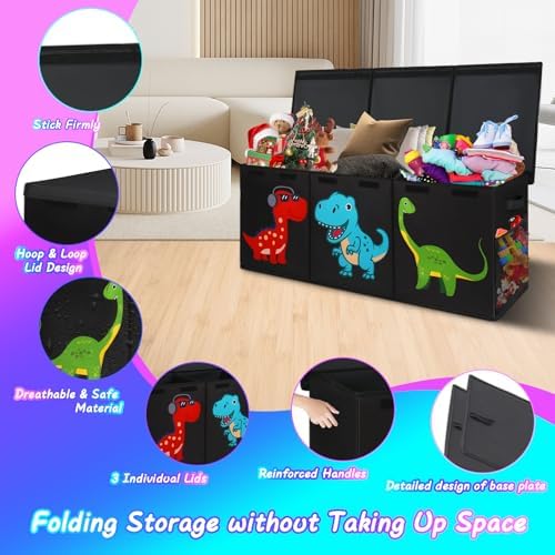 Extra Large Toy Box, Kids Toy Storage Chest with Lids, 40"x16"x16", Black - Image 5