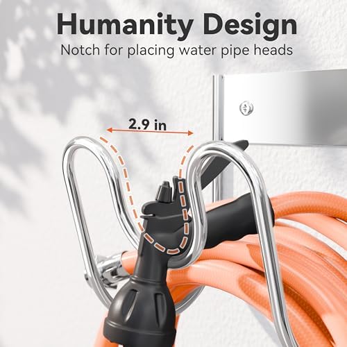 Stainless Steel Garden Hose Holder - Extra Large Heavy Duty Silver SS304 Wall Mounted Hanger for Water Hose, Extension Cords, Vacuum Lines, Anti-Rust (2 Pack) - Image 6