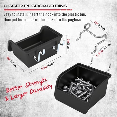 Ultimate 121-Piece Pegboard Hooks Set, Pegboard Accessories with Metal Hooks, Durable Peg Board Organizer Accessories, Pegboard Bins, Peg Board Tool Utility Hooks - Image 5
