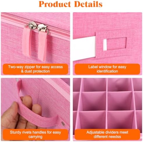 Wine Glass Storage Box, Stemware Storage Containers Cases with Dividers - Image 5