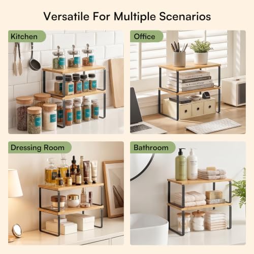 Cabinet Organizer Shelf, Spice Rack, Set of 2 Kitchen Counter Shelves - Image 6