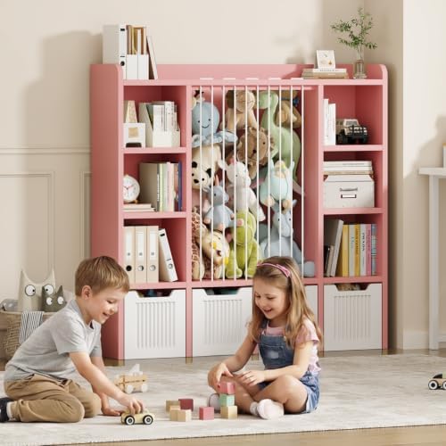Toy Storage Organizer with Stuffed Animal Storage, Pink - Image 6