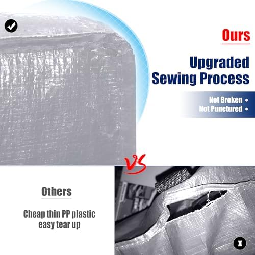 Cosy Family 12 Pack Heavy Duty Moving Bags with Backpack Straps - Strong Handles & Zippers, Storage Totes For Space Saving, Fold Flat, Alternative to Moving Box (X-Large-Set of 12, Silver) - Image 3