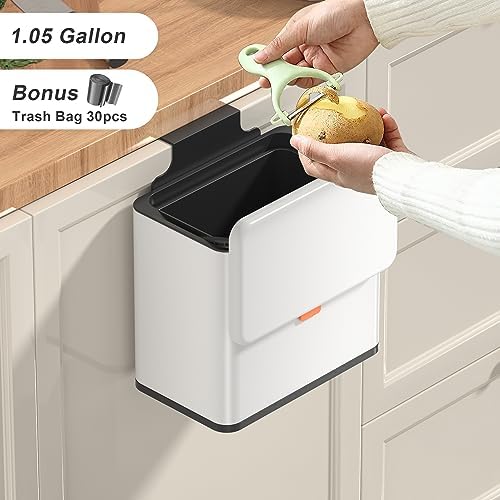 Mbillion 1.05 Gal White Hanging Stainless Steel Compost Bin - Image 2