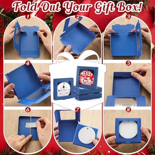Dunzoom 25 Pcs Christmas Sublimation Blanks Ornament Gift Box, Dark Blue - Image 3