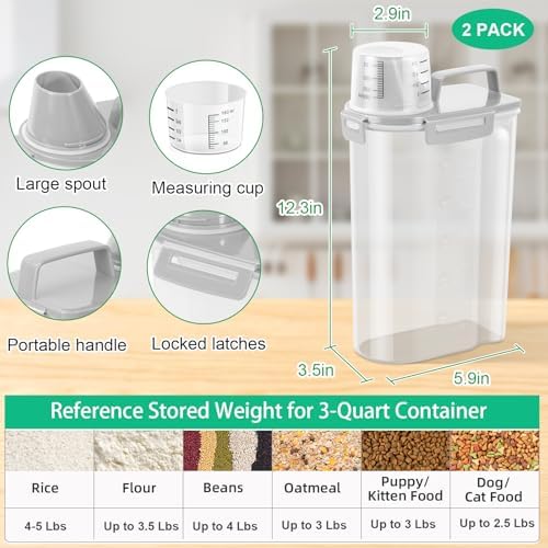 TBMax Rice Container 2 Pack 5 Lbs, Small Pet Dog Cat Food Container Dispenser, Kitchen Cereal Storage Container with Cup, Perfect for Daily Use, Travel, and Portion Control - Image 2
