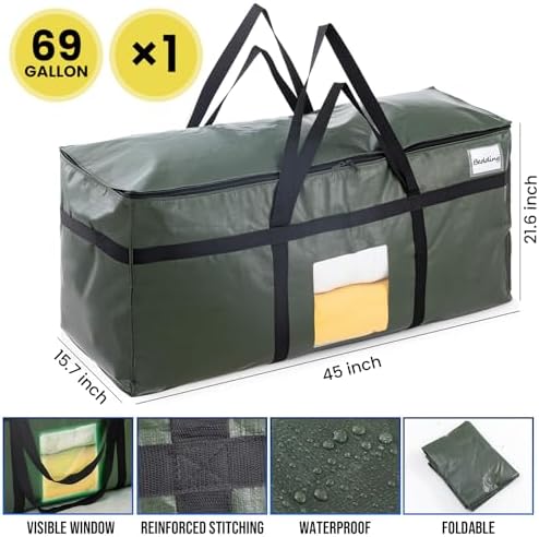 TAILI 1 Pack 69 Gallon Extra Large Storage Bags with Visible Window,Green - Image 6