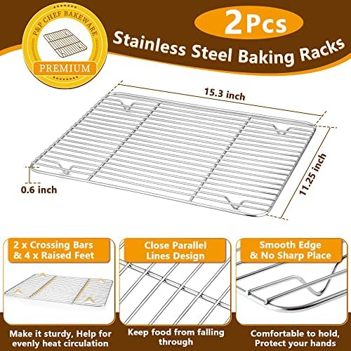 P&P CHEF 16 Inch Baking Sheet with Rack Set, Pans with Flat Racks - Image 3